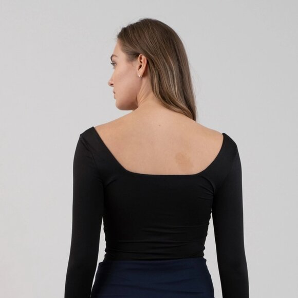 008 - Reversible Square Neck Long Sleeve Knit Top - Picture 2 of 2